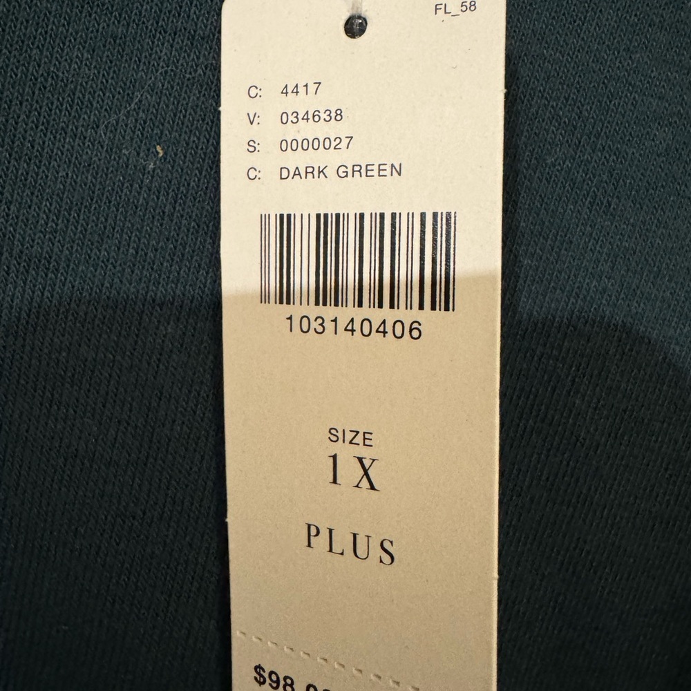 Anthropologie Plus Green Puff Sleeve Sweatshirt Hook Detail 1X NWT - Picture 6 of 8
